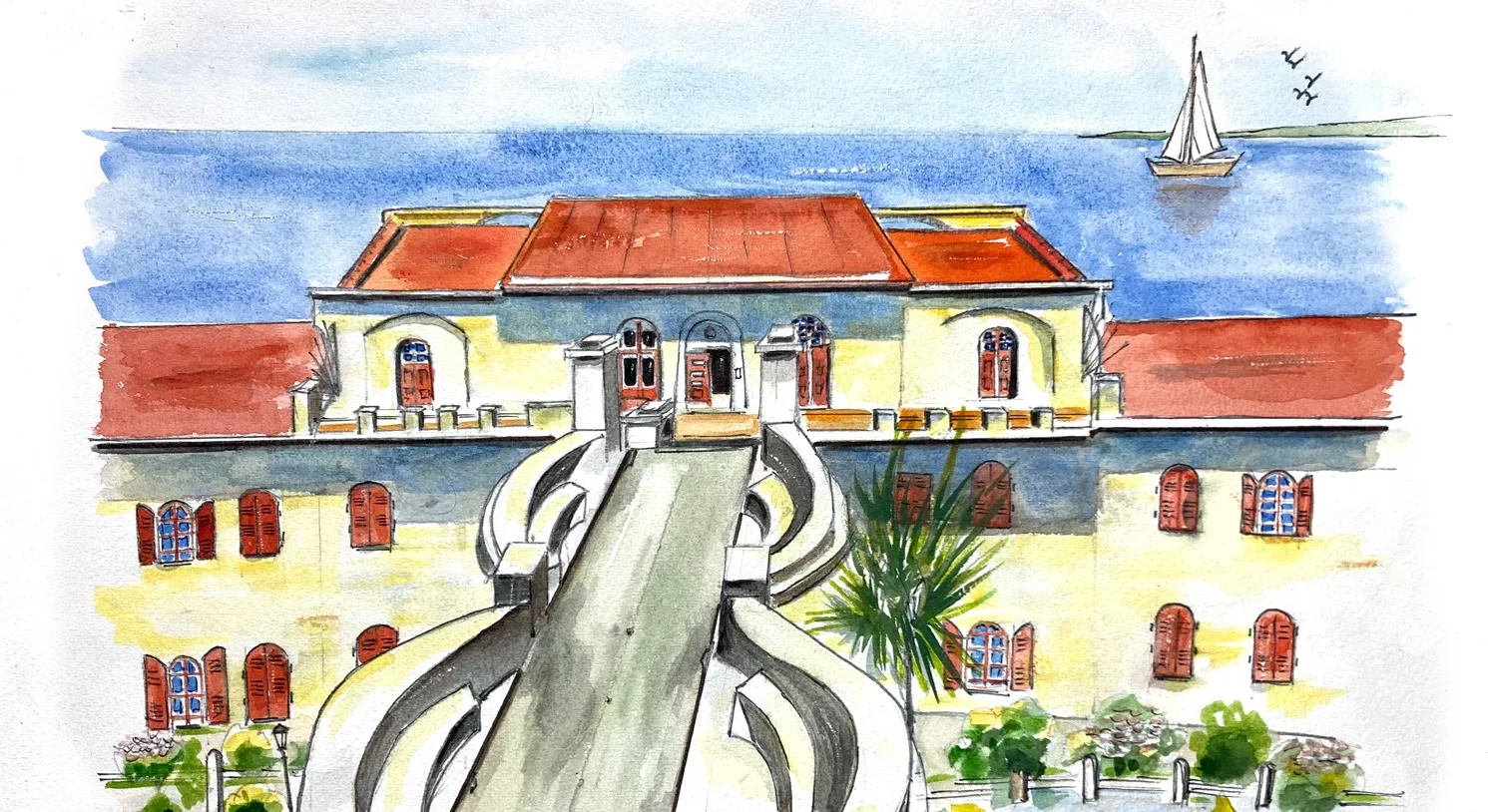 Aquarelle — La destination, un regard sur l'horizon
