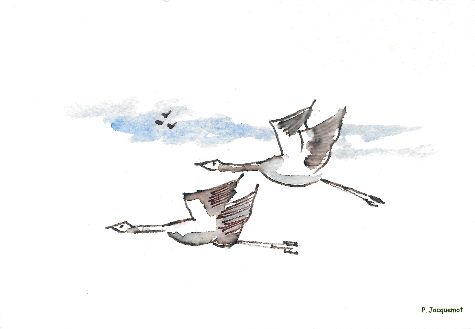 Aquarelle — deux arbres